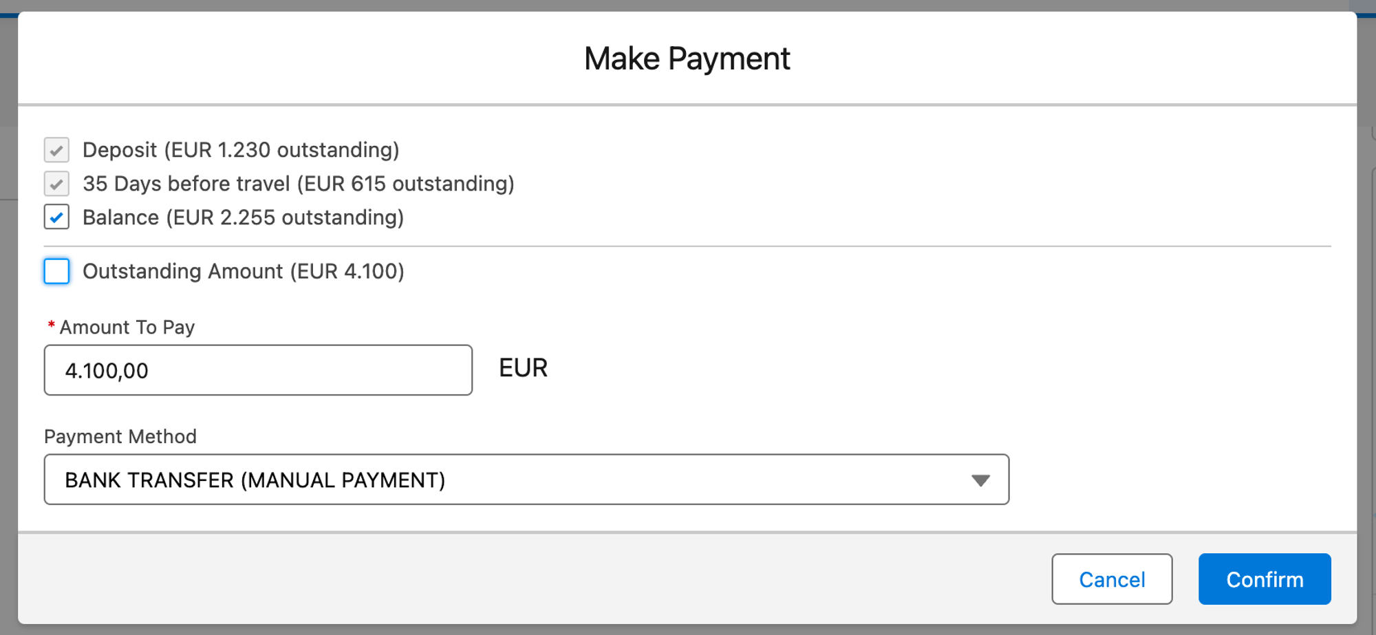 outstanding amount